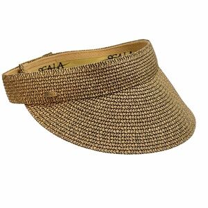 Scala Viviana Visor Adjustable Coffee/Black Handmade 70% Paper Sun Hat